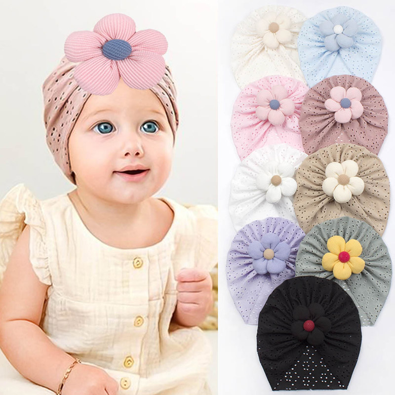 Dad Hat Cotton - 3D Flower Baby Turban Cap Summer