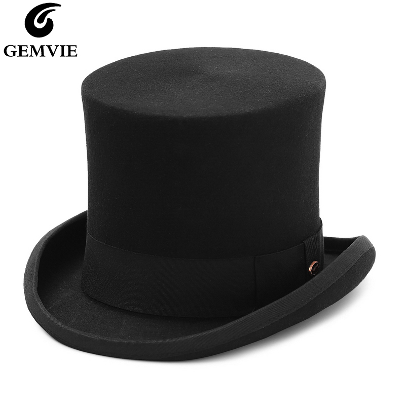 Fedora Hat Wool - GEMVIE 17cm 100% Wool Felt Top