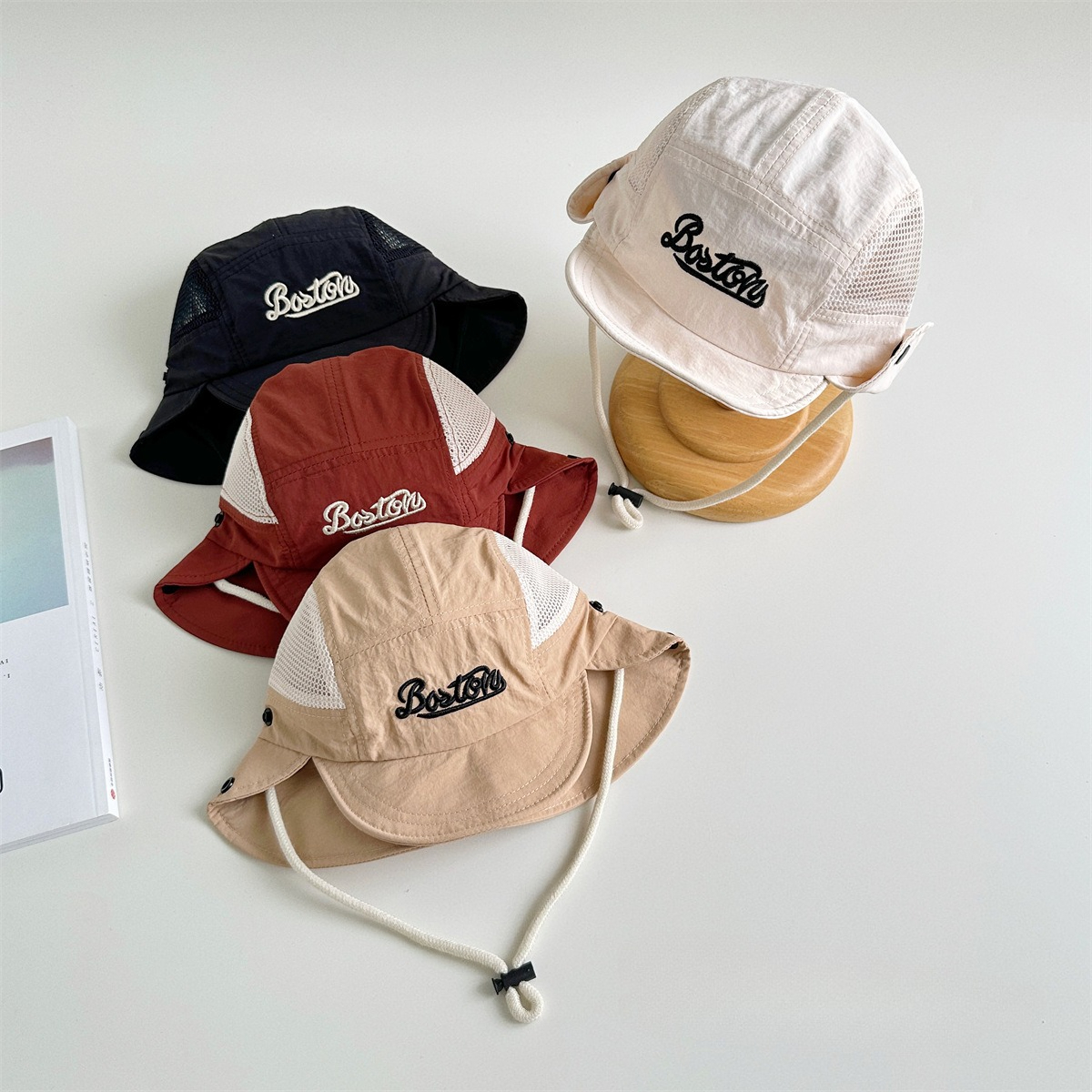 Bucket Hat Cotton - Letter Embroidered Baby Sun Hat Summer