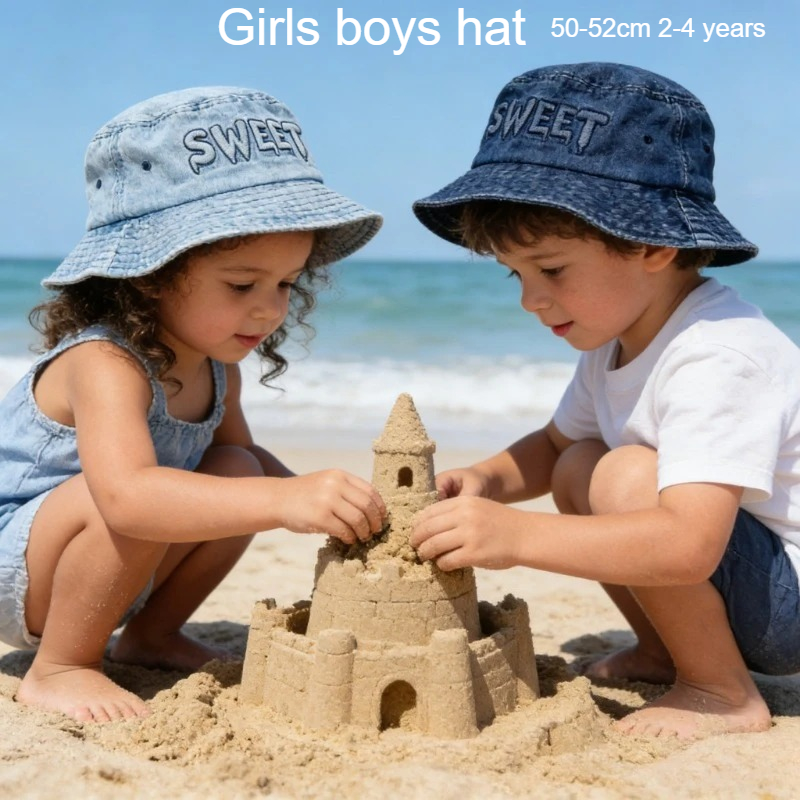 Bucket Hat Cotton - Japanese Retro Kids Bucket Hat 50-52cm