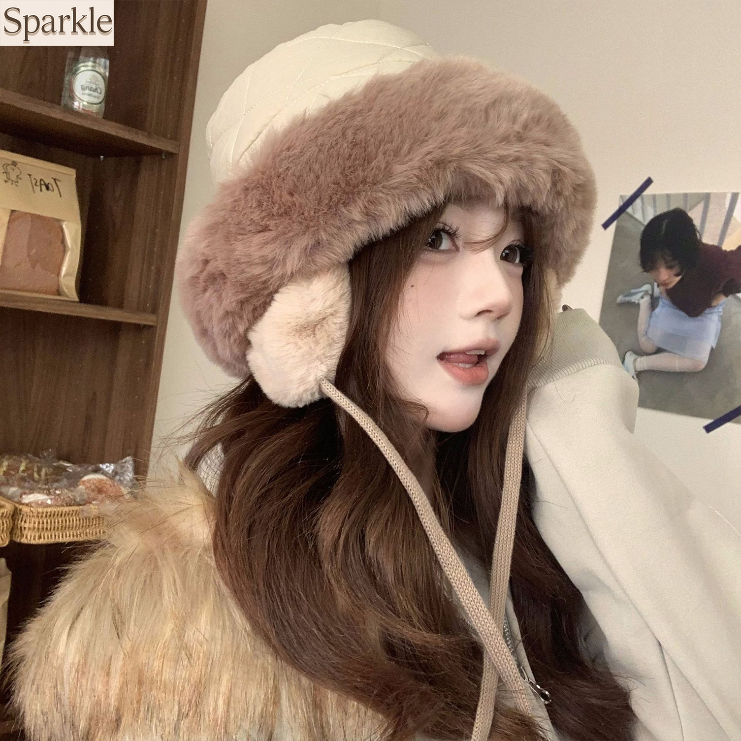 Trapper Hat Ear Flap - Women's Winter Quilted Faux Fur Bucket