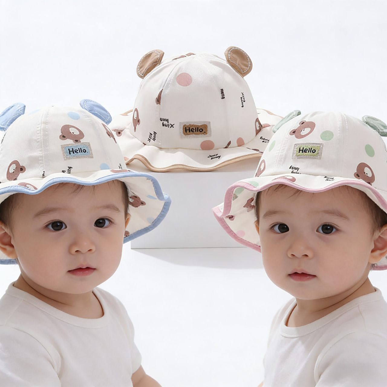 Bucket Hat Cotton - Cute Bear Bucket Hat Cartoon Baby