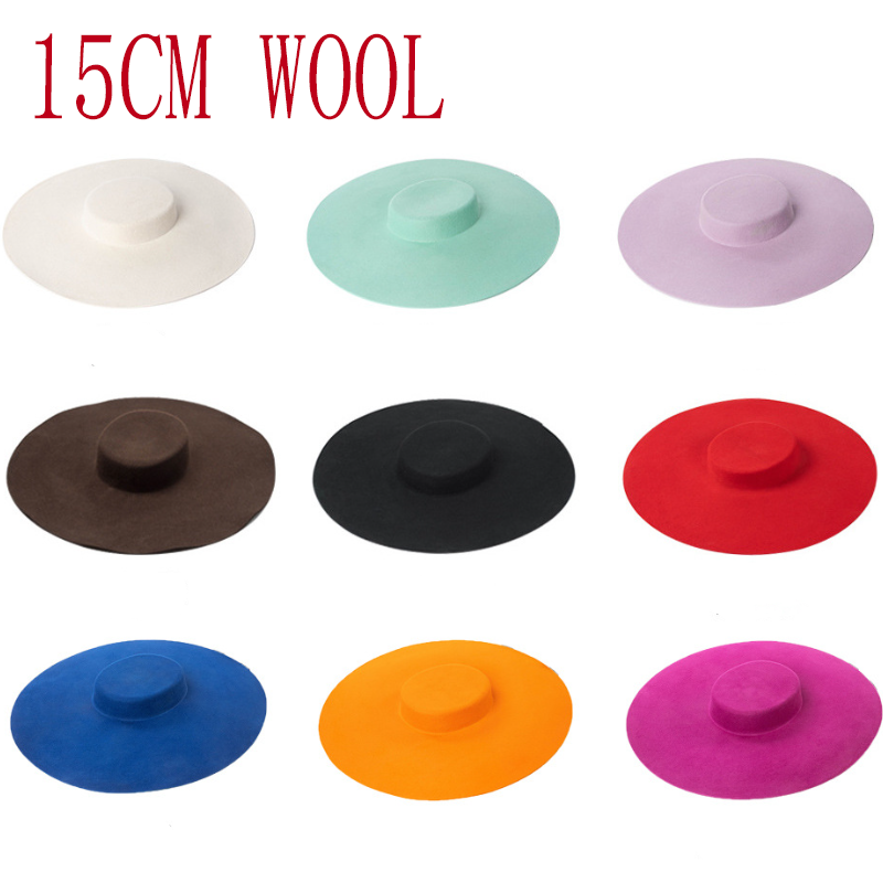 Fedora Hat Wool - 15cm WOOL wheat wide brim wool