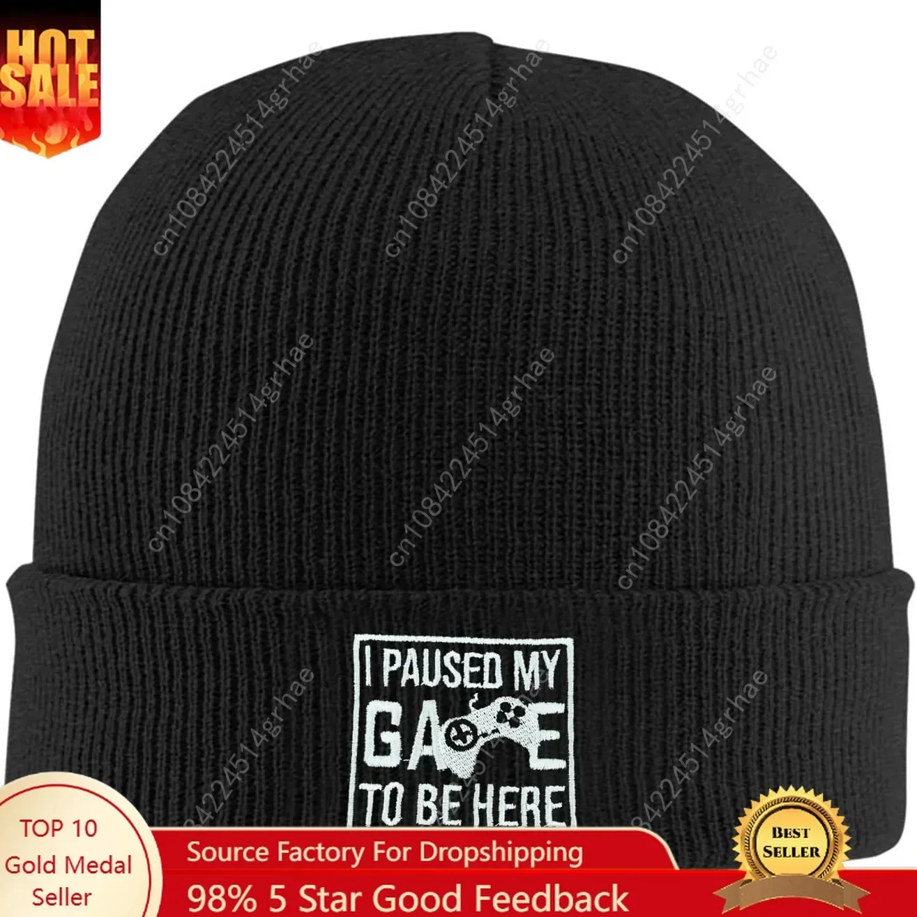 Beanie Cuffed Knit - Fish Embroidery Beanie Hat Winter Warm