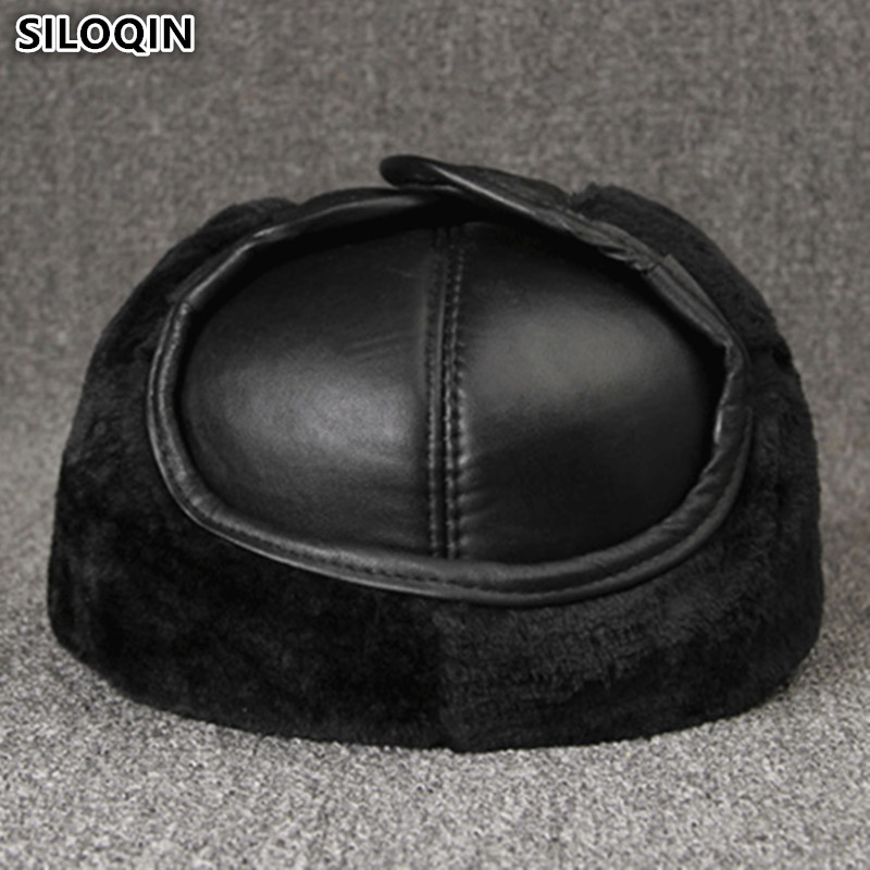 Winter Trapper Hat - Genuine Leather caps Winter Warm Bomber