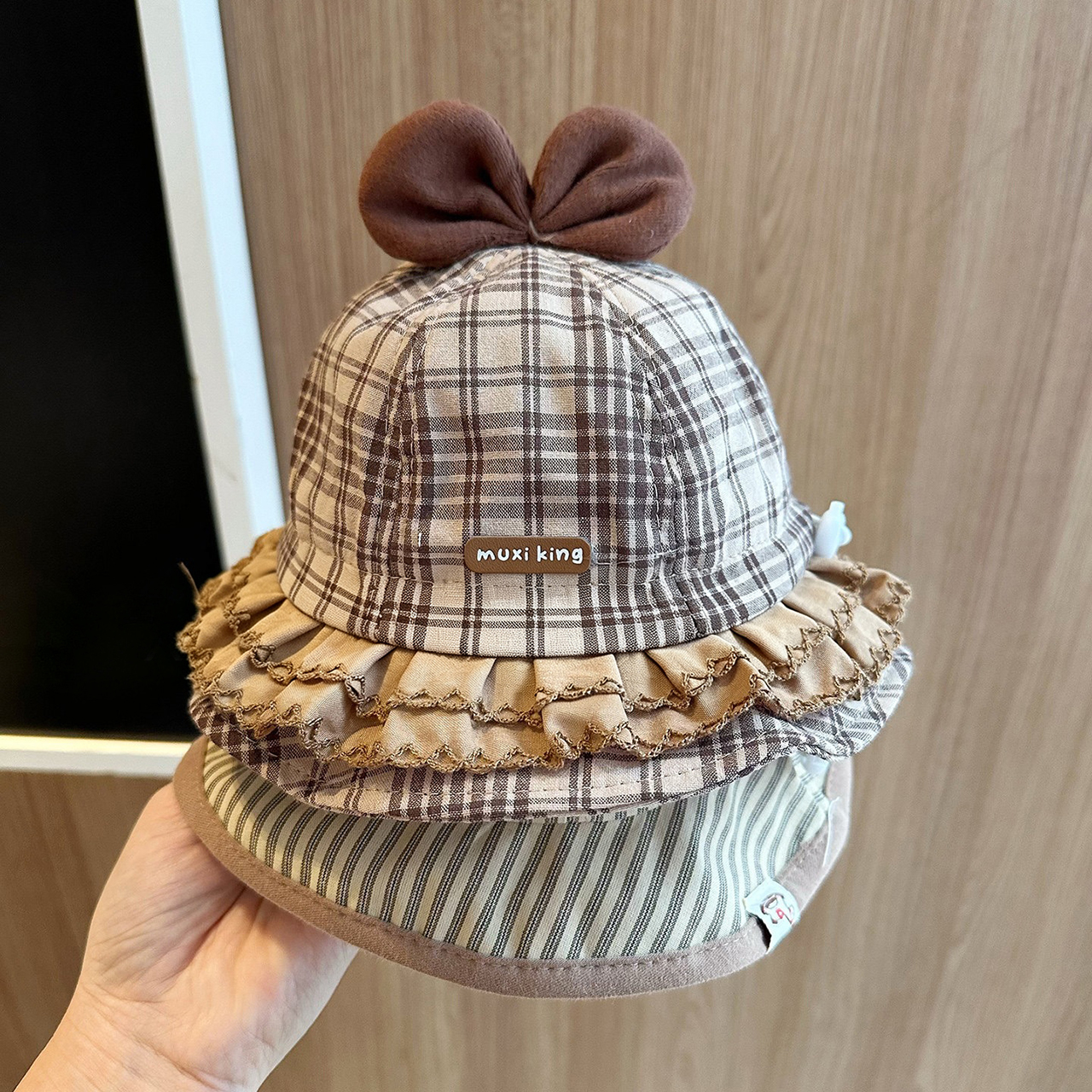 Bucket Hat Cotton - Sweet Bow Baby Fisherman Cap Retro
