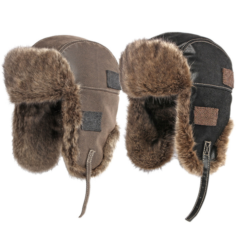 Winter Trapper Hat - HT4098 Russian Hat Thick Warm Leather