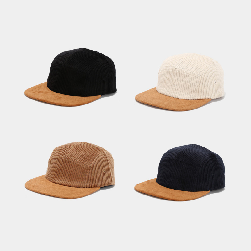Corduroy Cap 5 Panel - Retro Corduroy 5 Panel Cap with