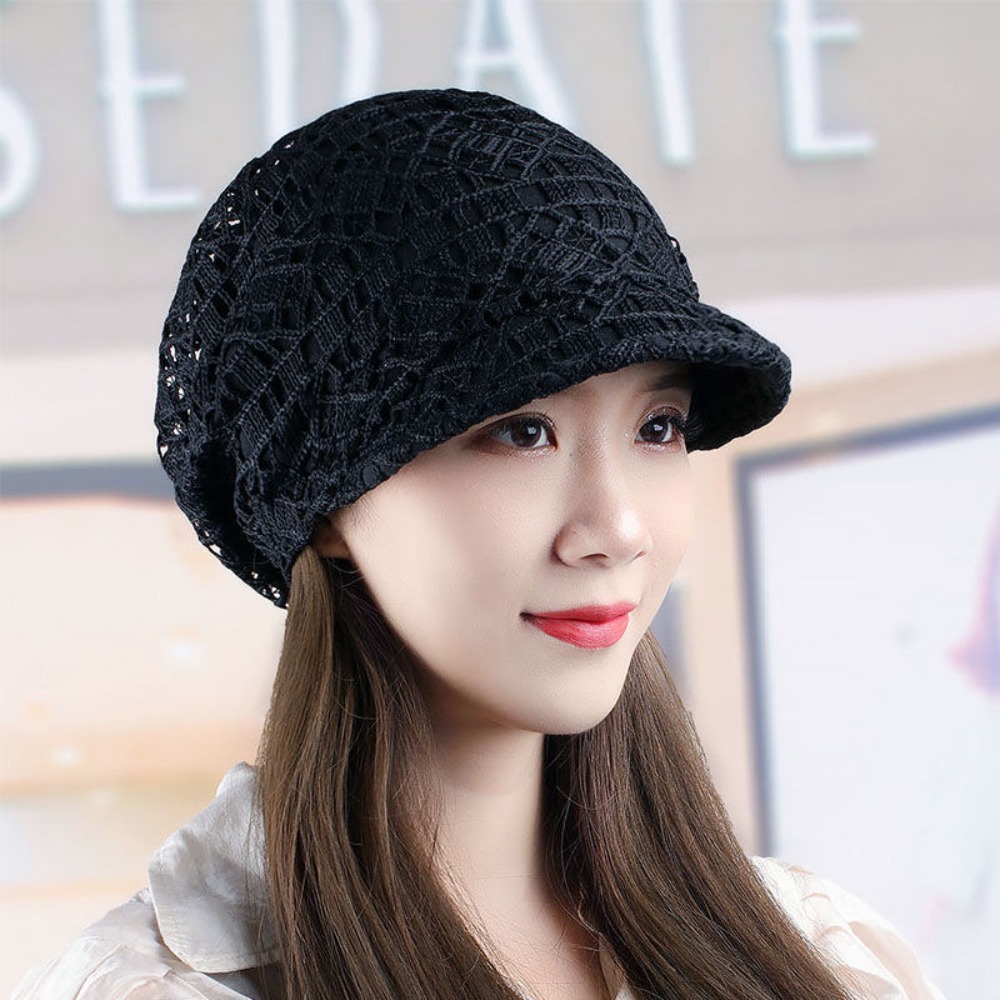 Baseball Cap Structured - Hollow Out Flower Beanie Cap Breathable