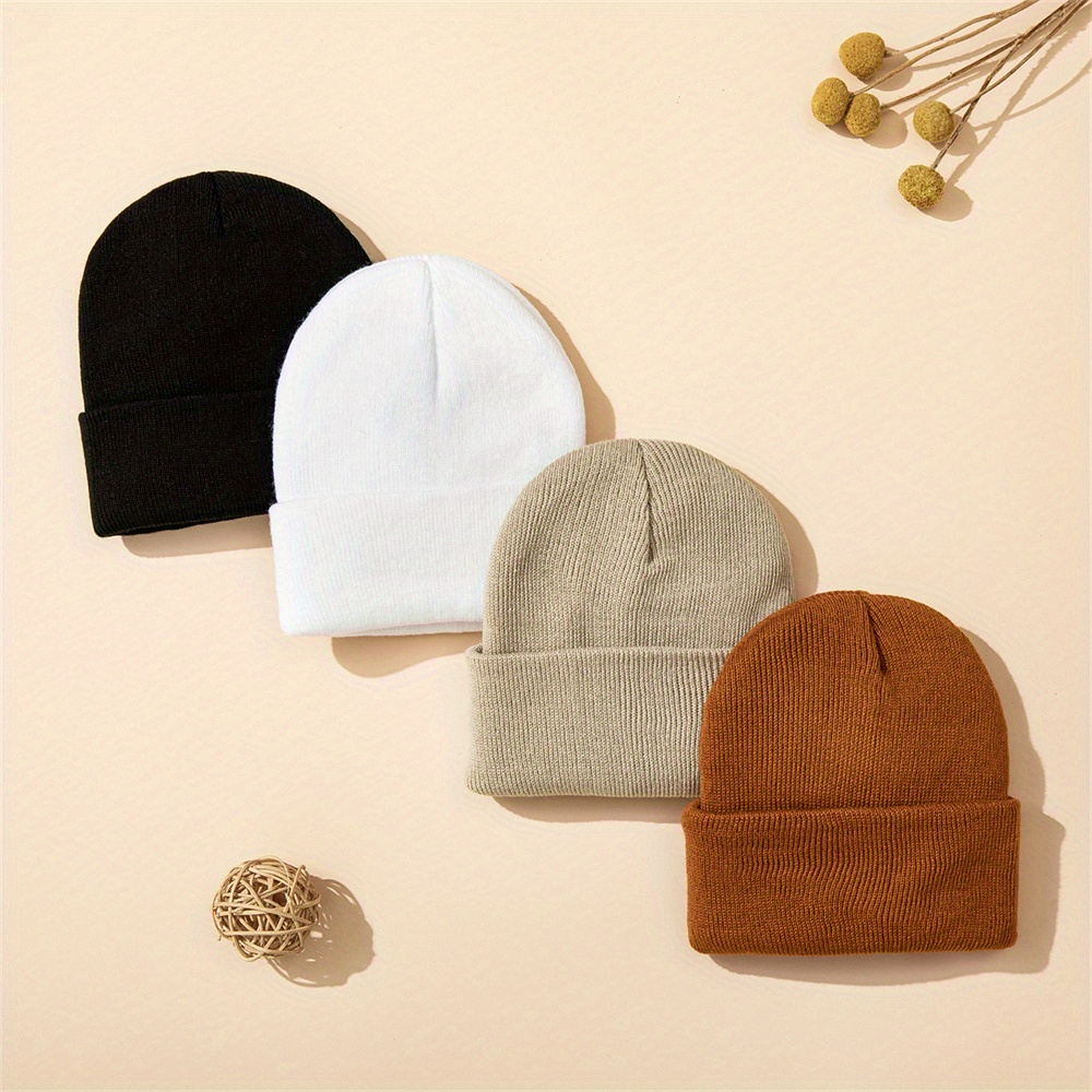 Beanie Cuffed Knit - 4pcs Baby Hat Knit Cuffed Beanie