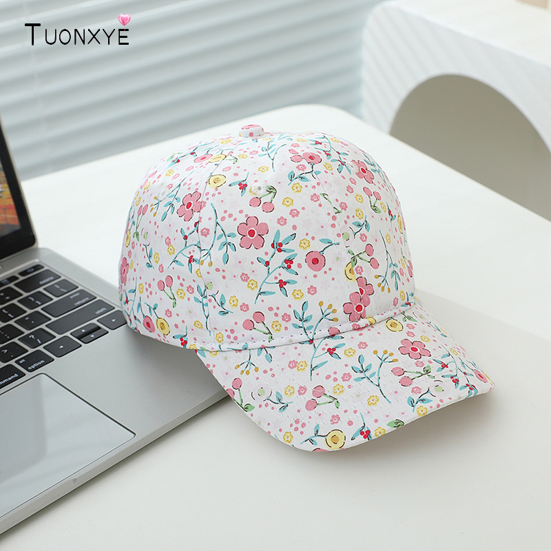 Visor Sun Hat - Summer Kids Baseball Caps Flowers Prints