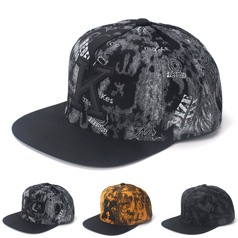Snapback Hat Flat - K Letter Hip Hop Baseball Caps