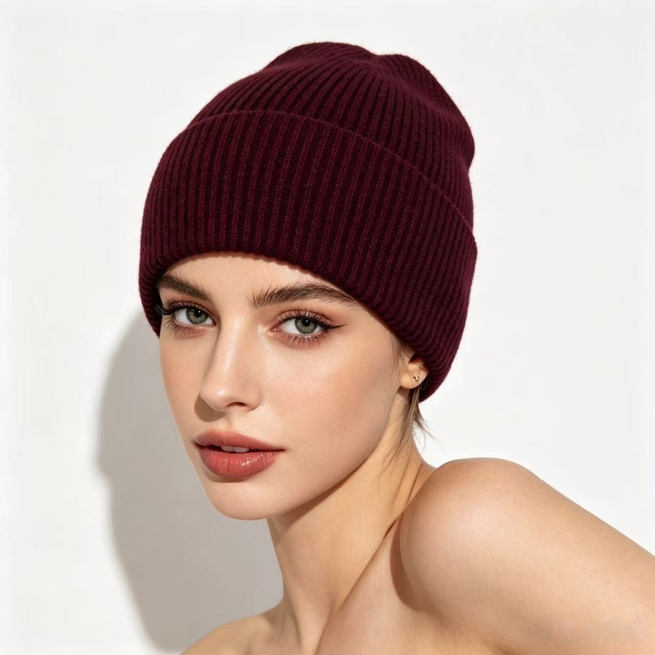 Navy Blue Ribbed Knit Thermal  - Beanie Cuffed Knit review and price