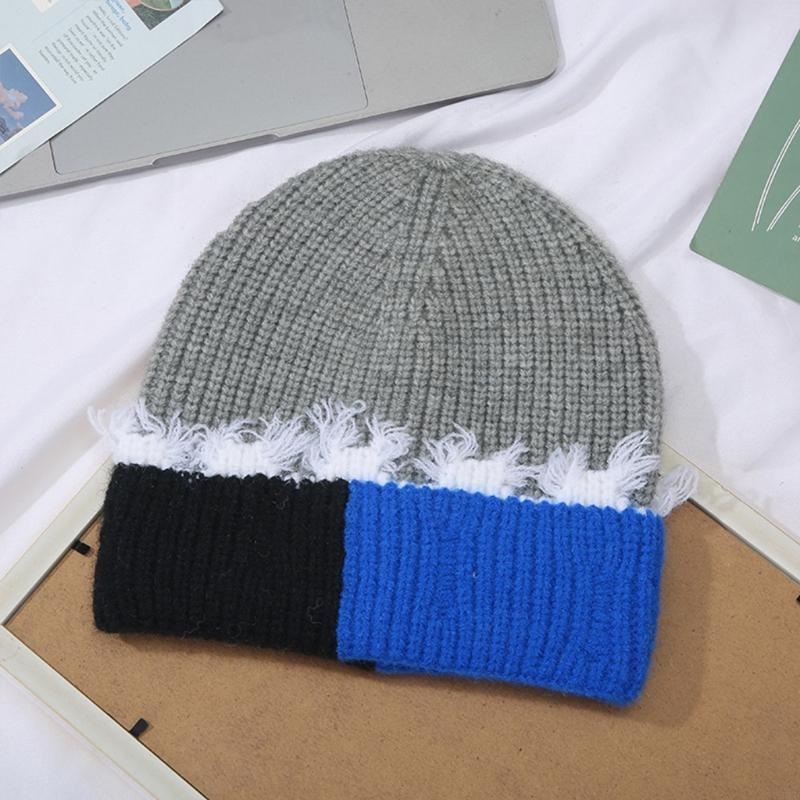 Korean Version Color Matching  - Beanie Cuffed Knit review and price