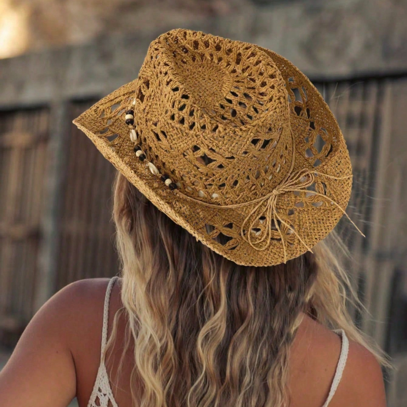 1pc Boho Shell Hollow Out Stra - Cowboy Hat Straw review and price