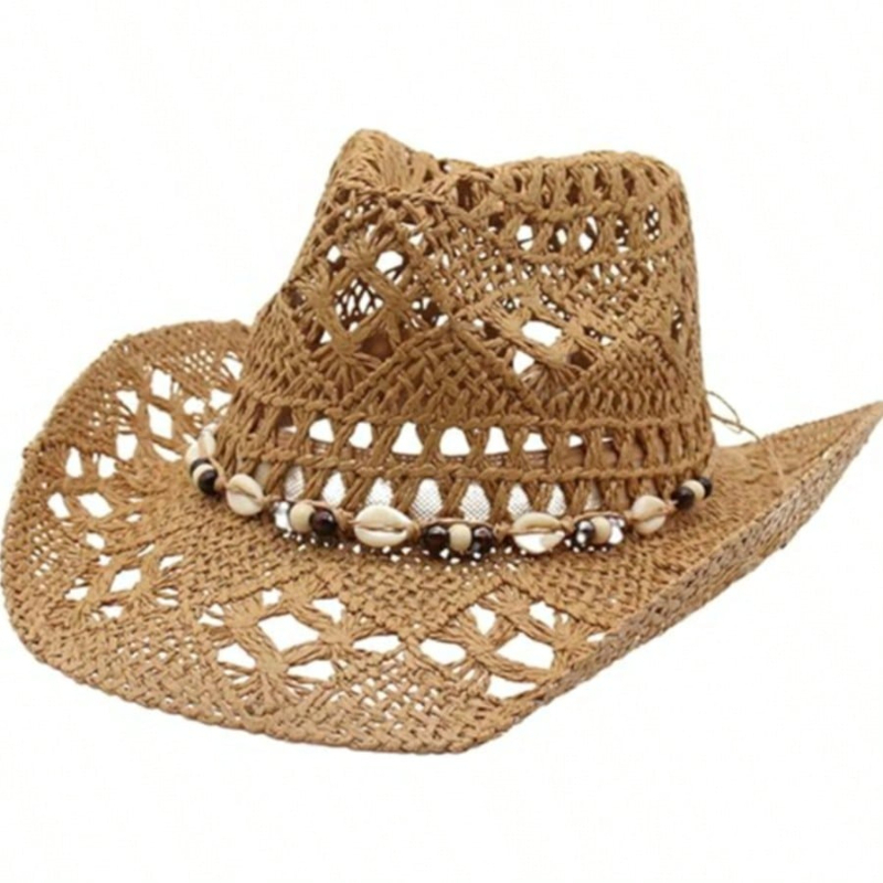 1pc Boho Shell Hollow Out Stra - Cowboy Hat Straw review and price