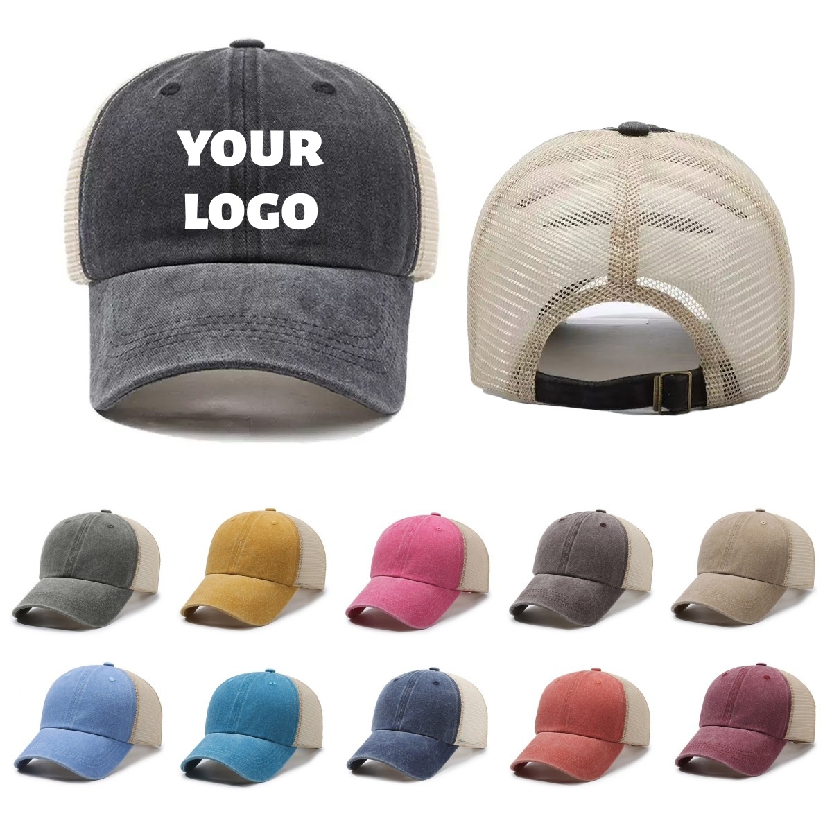 Custom Logo Washed Mesh Cap Br - Visor Sun Hat review and price