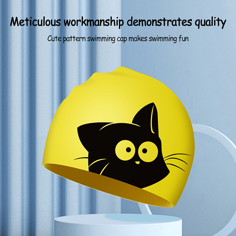 Cute Cat Swimming Cap For Long - Swim Hat Silicone review and price