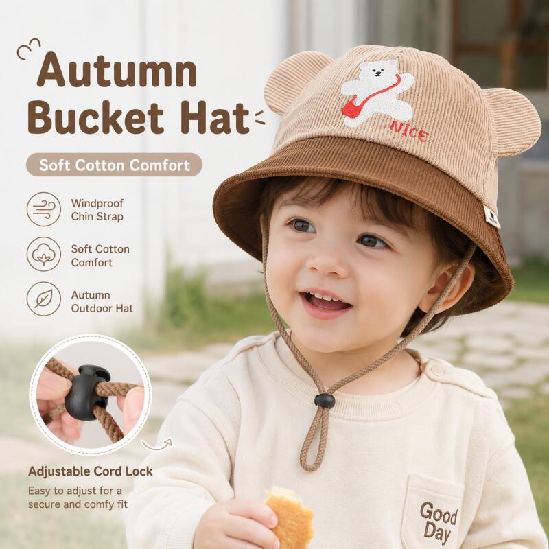 Kids Bear Ear Bucket Hat Soft  - Bucket Hat Cotton review and price