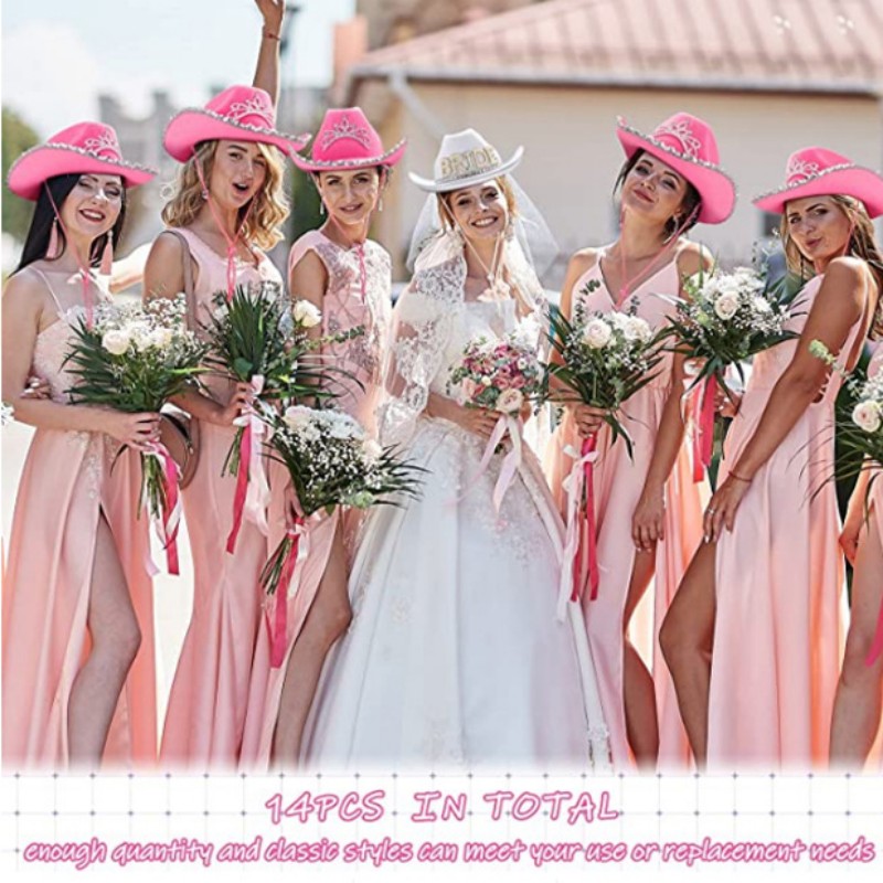 Pink/White Bride to Be Satin S - Cowboy Hat Straw review and price
