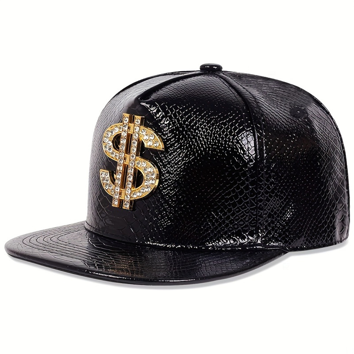 Leather Metallic Dollar Sign B - Snapback Hat Flat review and price