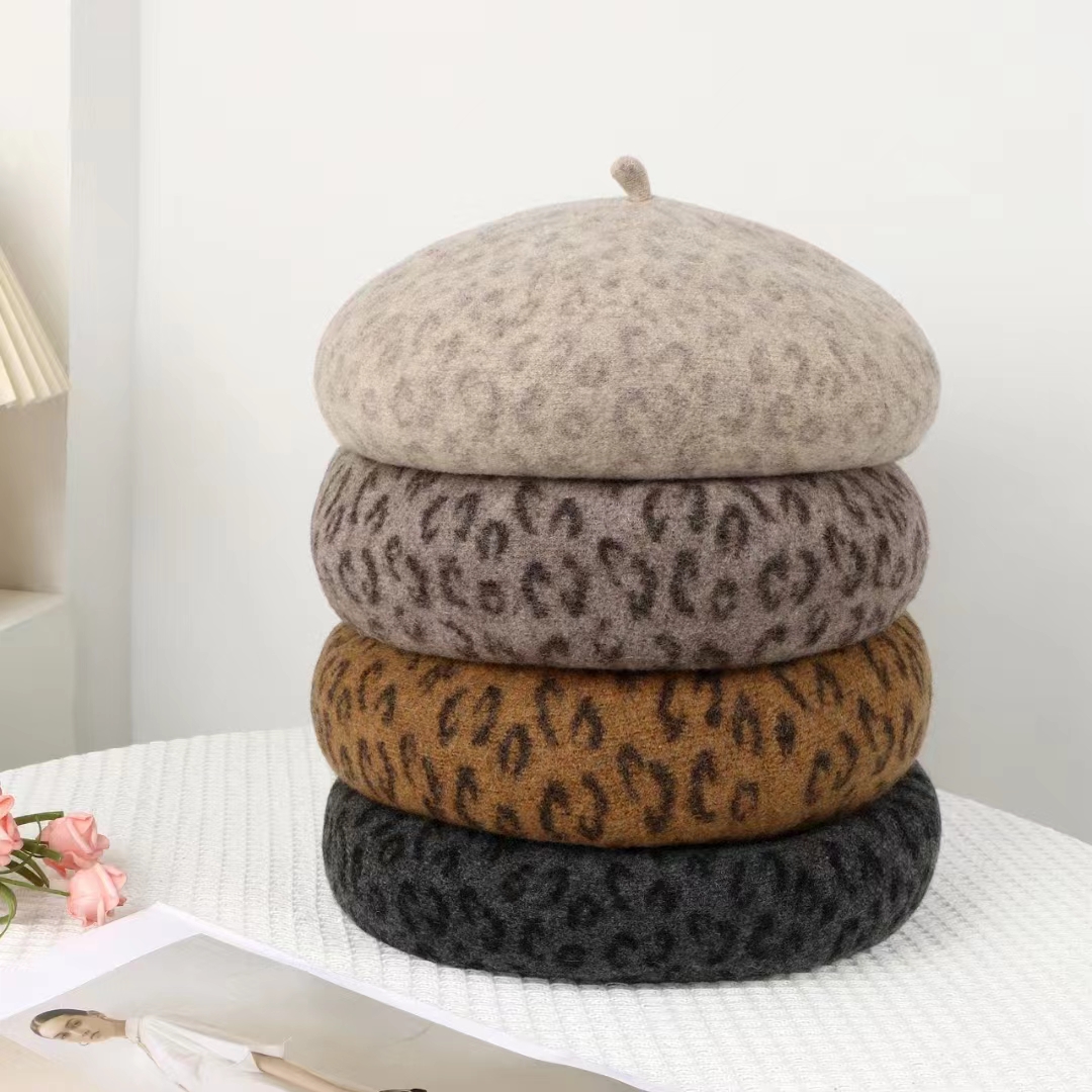 New Leopard Print Autumn Winte - Beret French Wool review and price