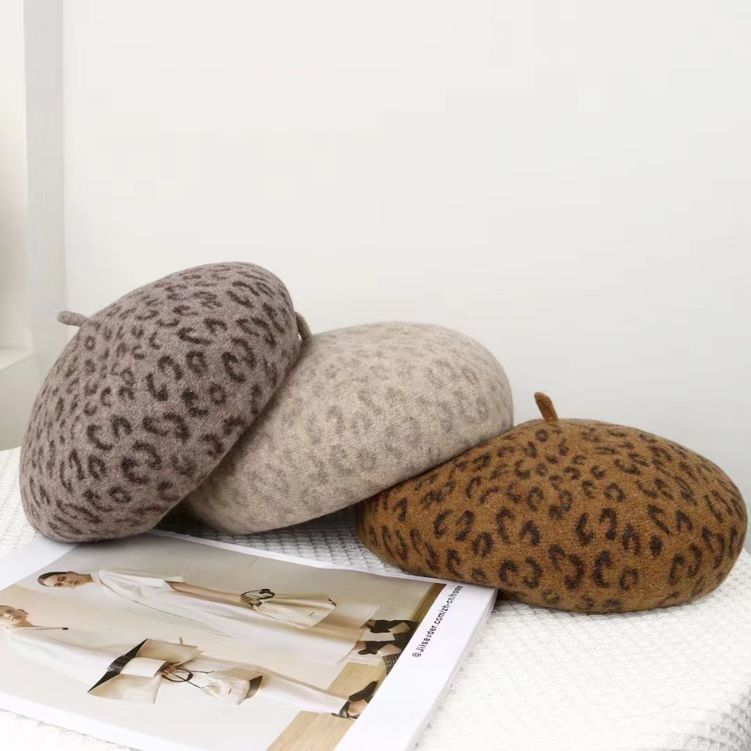 New Leopard Print Autumn Winte - Beret French Wool review and price
