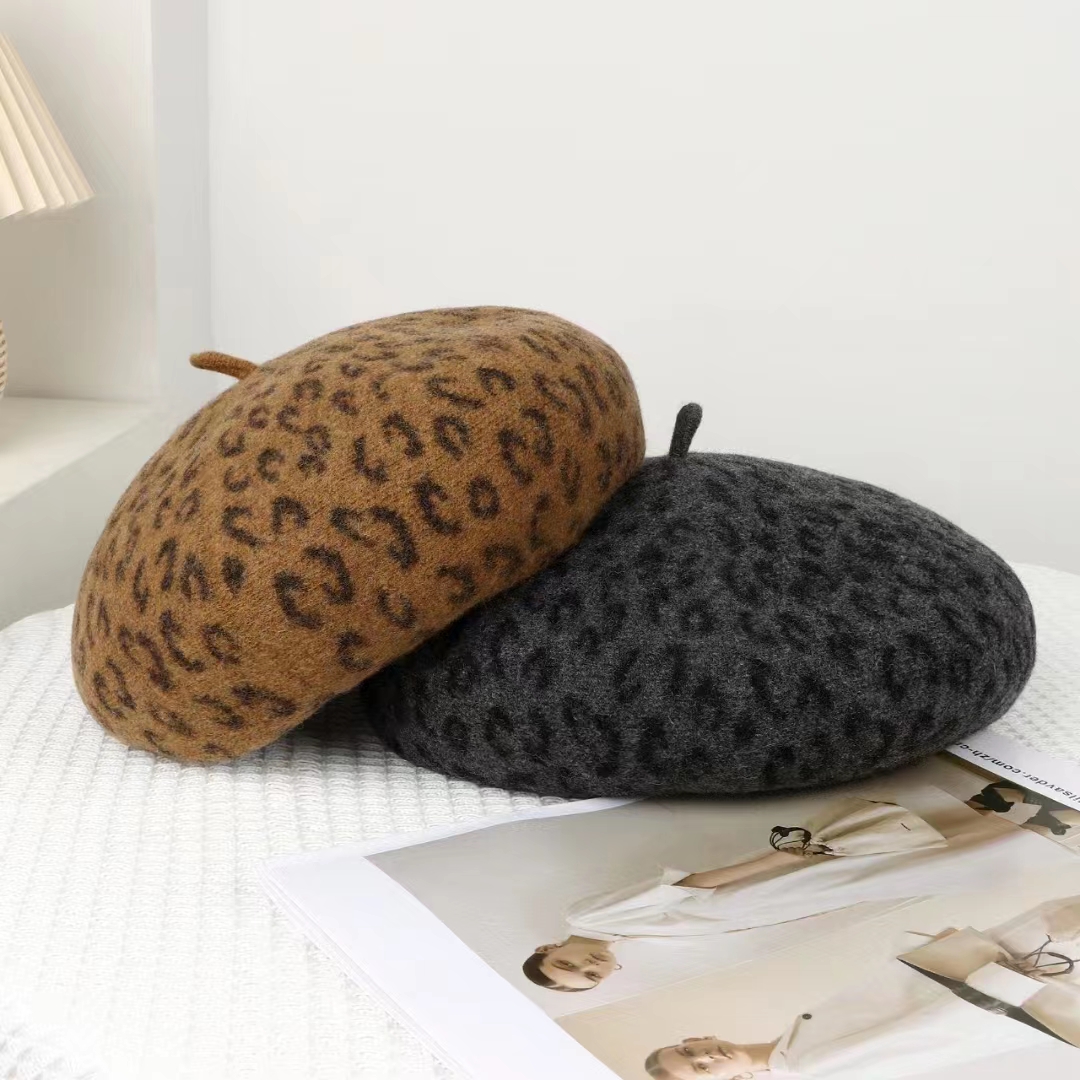 New Leopard Print Autumn Winte - Beret French Wool review and price