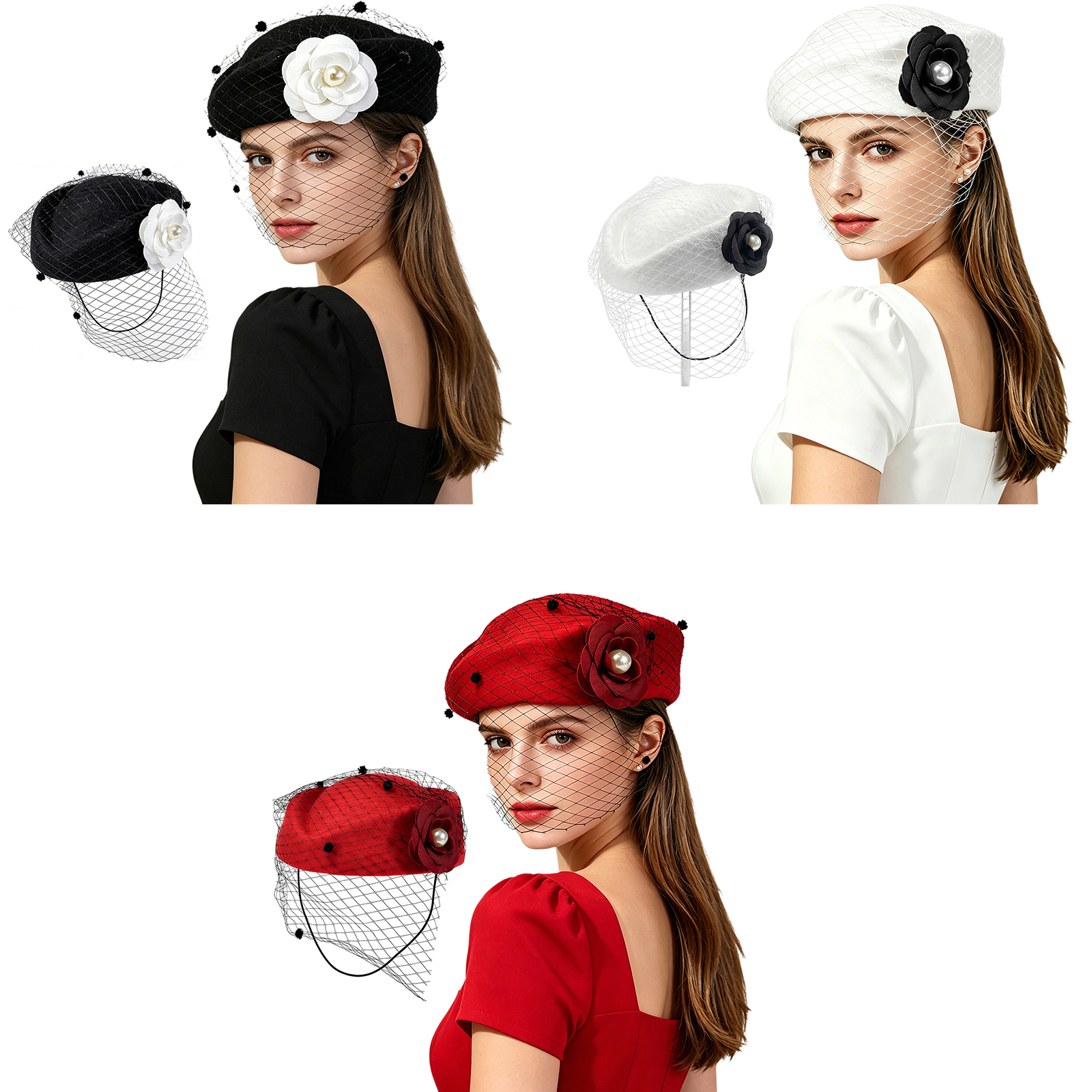Vintage Artificial Flower Brid - Beret French Wool review and price