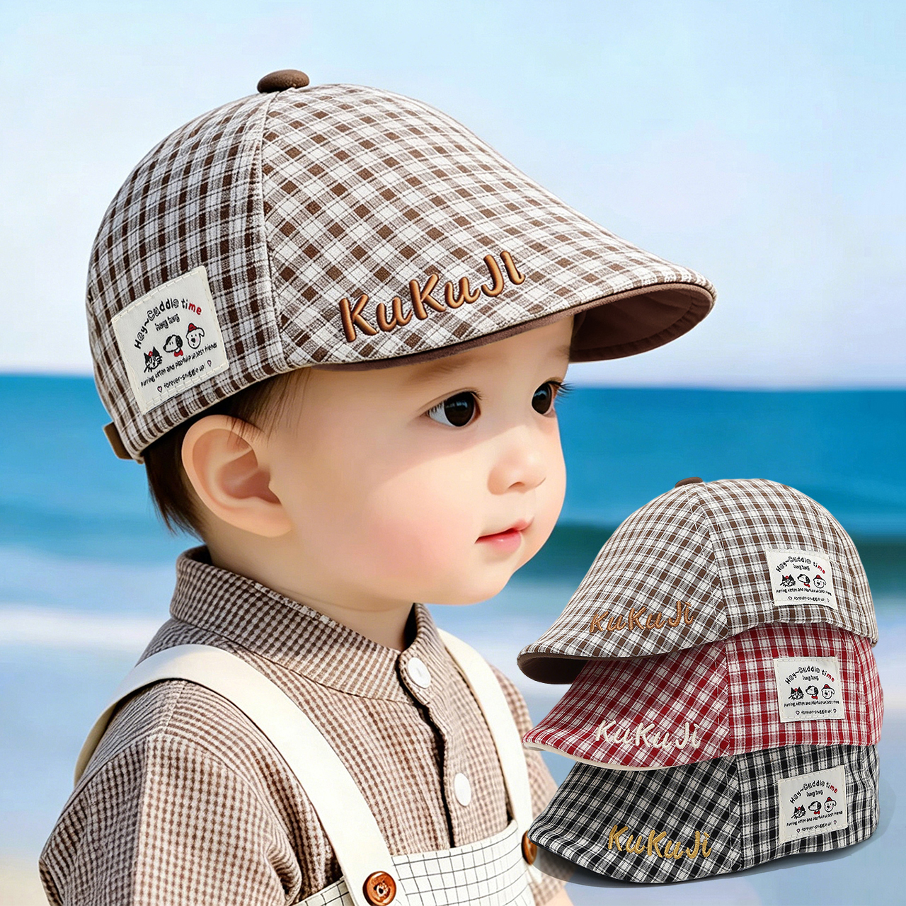 Fashion Children Checkered Ber - Visor Sun Hat review and price