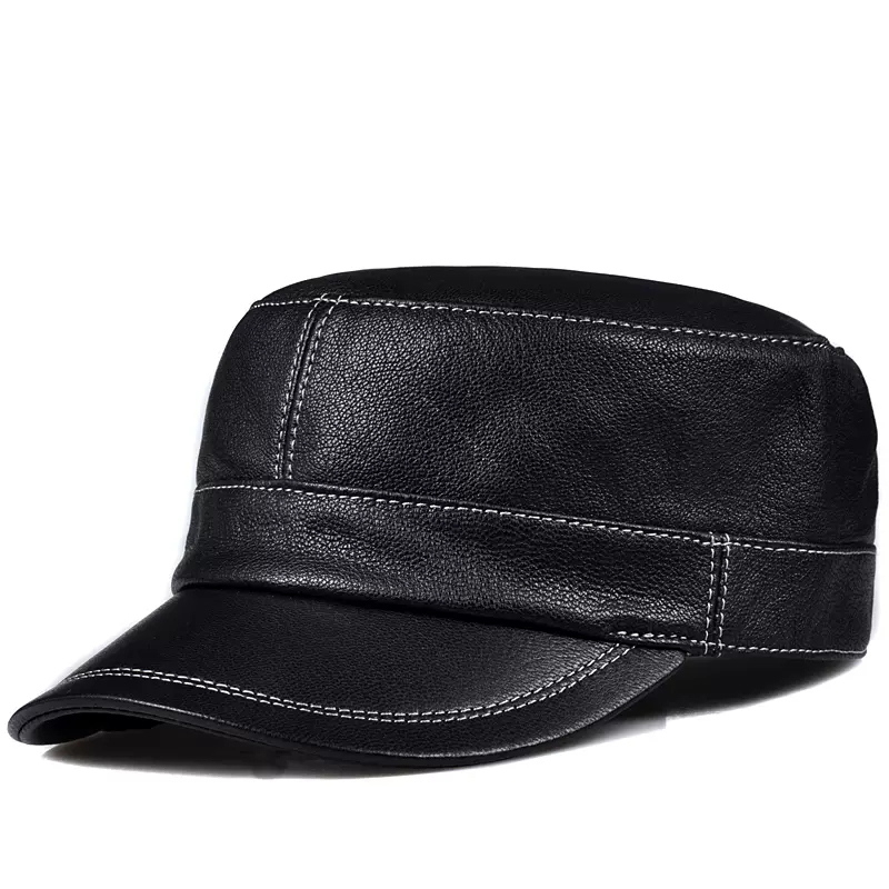 Trendy Lambskin Leather Flat T - Baseball Cap Structured review and price