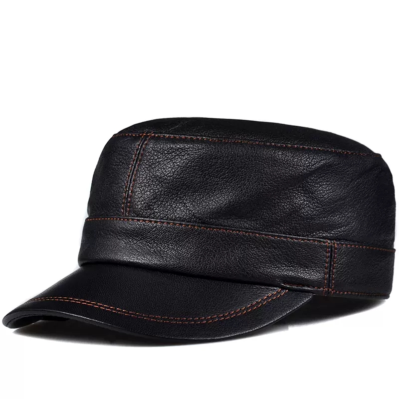Trendy Lambskin Leather Flat T - Baseball Cap Structured review and price