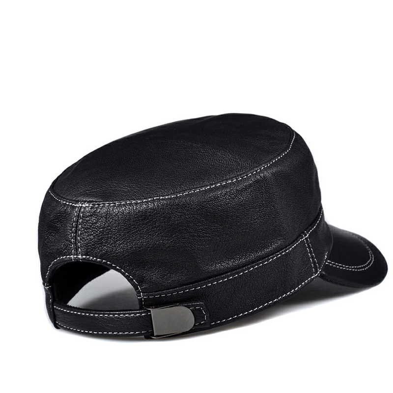 Trendy Lambskin Leather Flat T - Baseball Cap Structured review and price