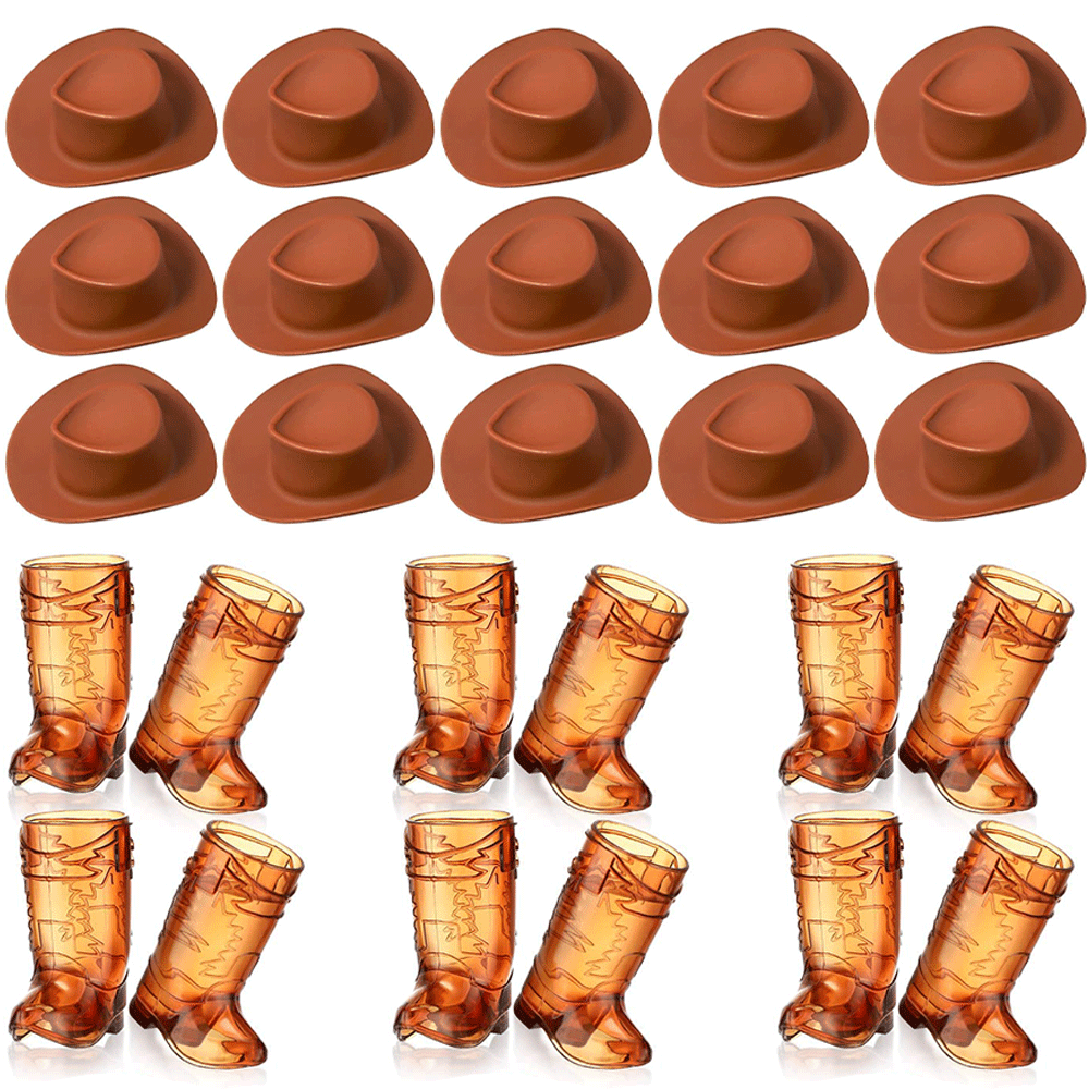 27Pcs Mini Plastic Cowboy Boot - Cowboy Hat Straw review and price