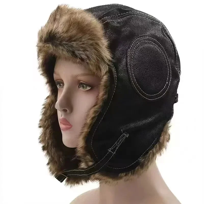 Leather SnowWint Cap With Ear  - Trapper Hat Ear Flap review and price