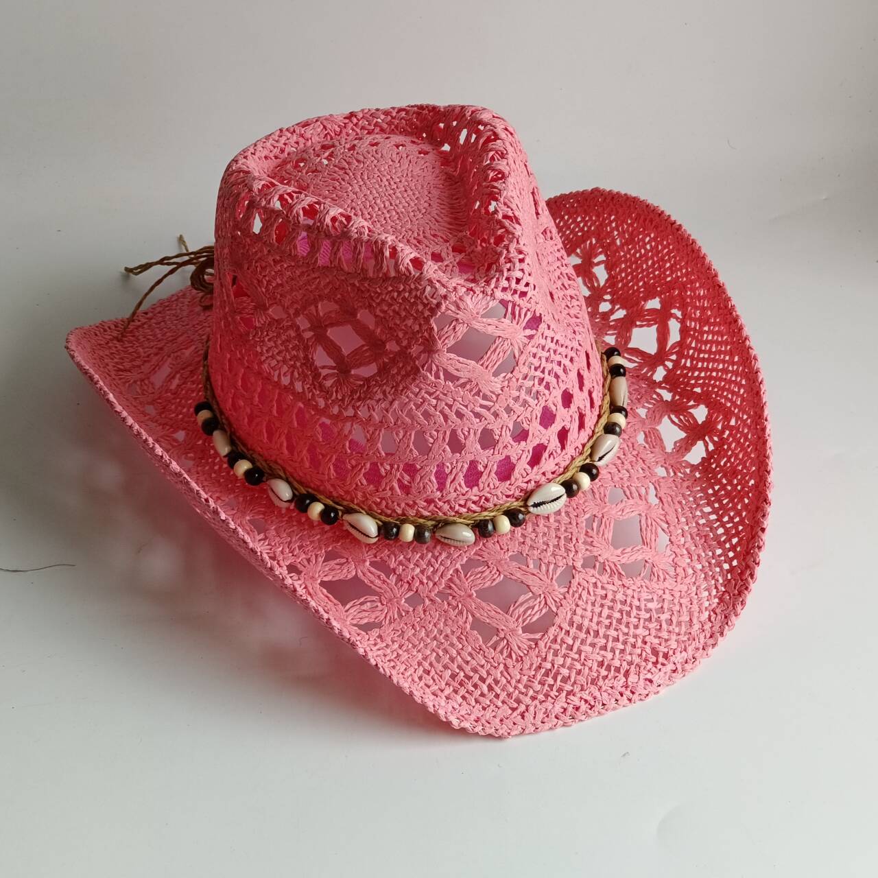 Pink Cowboy straw hat  hollow  - Cowboy Hat Straw review and price