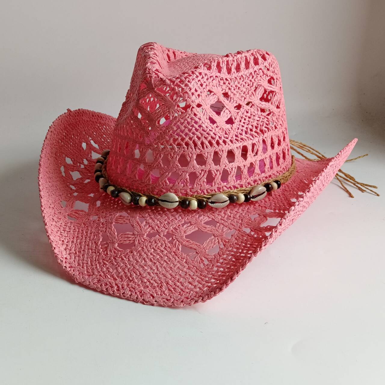 Pink Cowboy straw hat  hollow  - Cowboy Hat Straw review and price